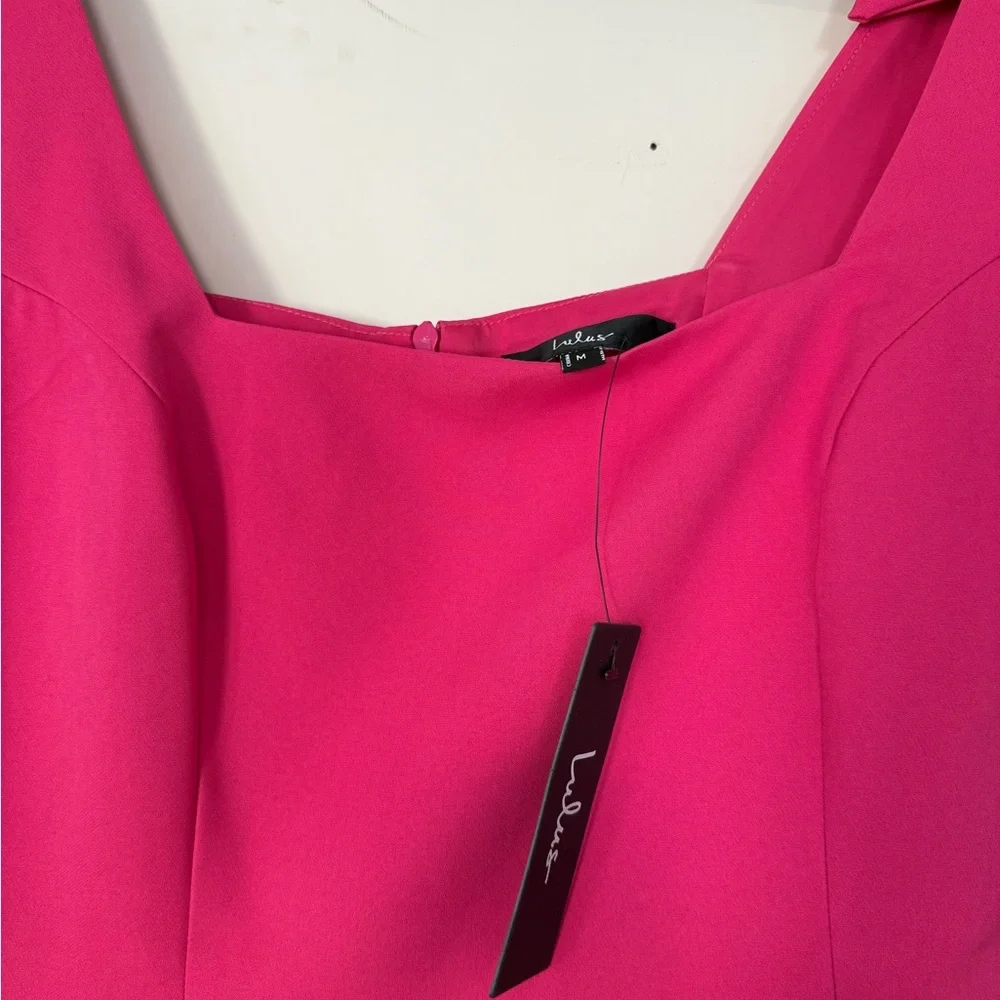 Lulu's Vibrant Pink Dress with Bow Straps - Picture 3 of 4